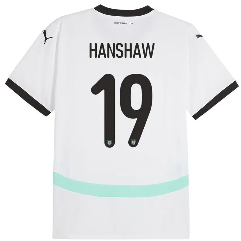 DanxenキッズオーストリアVerena Hanshaw#19白アウェイシャツ24-26ジャージーユニフォーム