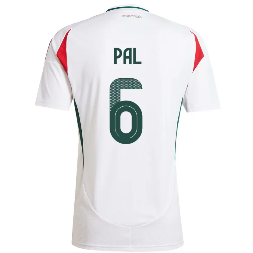 DanxenキッズハンガリーBarna Pál#6白アウェイシャツ24-26ジャージーユニフォーム