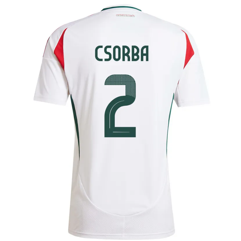 DanxenキッズハンガリーDominik Csorba#2白アウェイシャツ24-26ジャージーユニフォーム