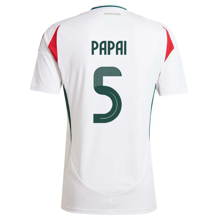 DanxenキッズハンガリーEmőke Pápai#5白アウェイシャツ24-26ジャージーユニフォーム