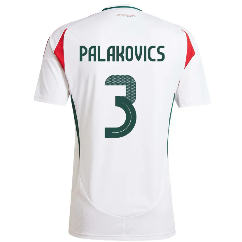 DanxenキッズハンガリーLaura Palakovics#3白アウェイシャツ24-26ジャージーユニフォーム