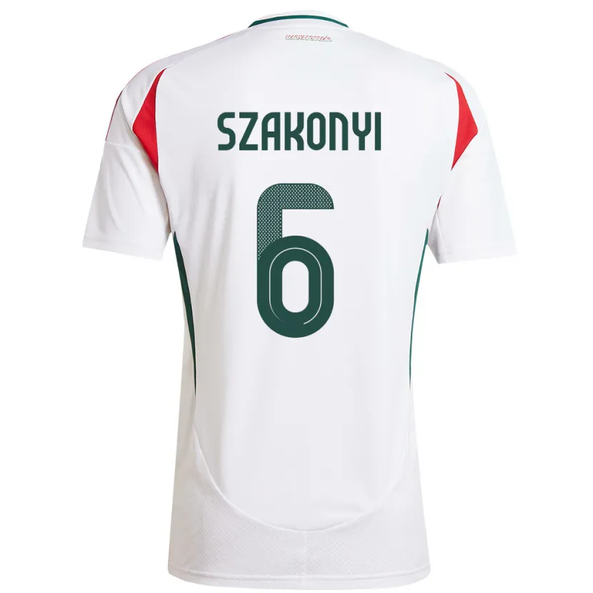 DanxenキッズハンガリーEmese Szakonyi#6白アウェイシャツ24-26ジャージーユニフォーム