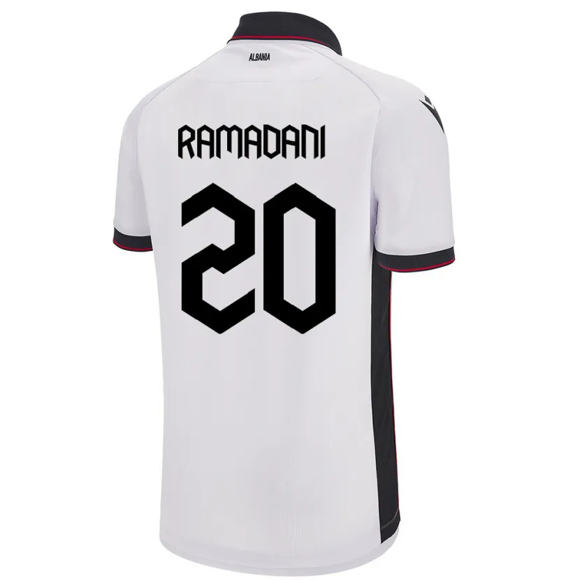 Danxenキッズアルバニアイルベル・ラマダニ#20白アウェイシャツ24-26ジャージーユニフォーム