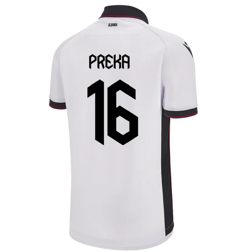 DanxenキッズアルバニアMarcelino Preka#16白アウェイシャツ24-26ジャージーユニフォーム
