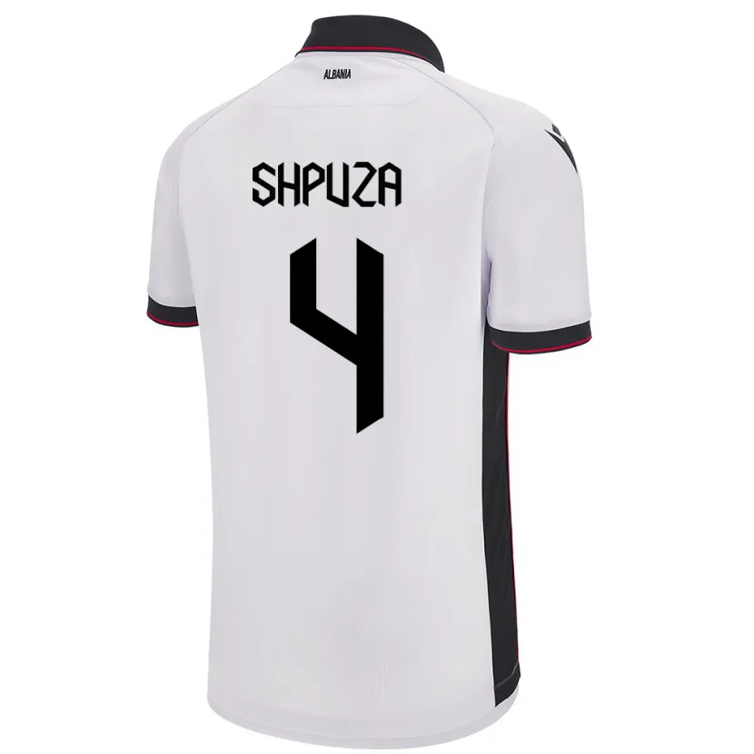 DanxenキッズアルバニアKleo Shpuza#4白アウェイシャツ24-26ジャージーユニフォーム
