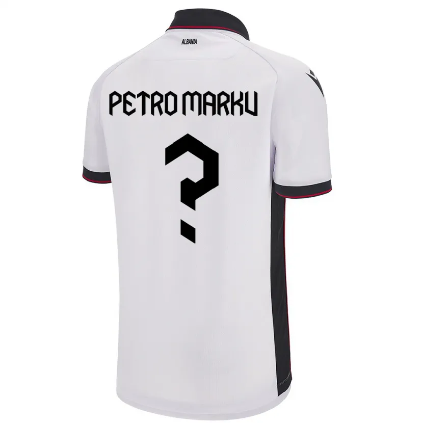 DanxenキッズアルバニアPetro Marku#0白アウェイシャツ24-26ジャージーユニフォーム