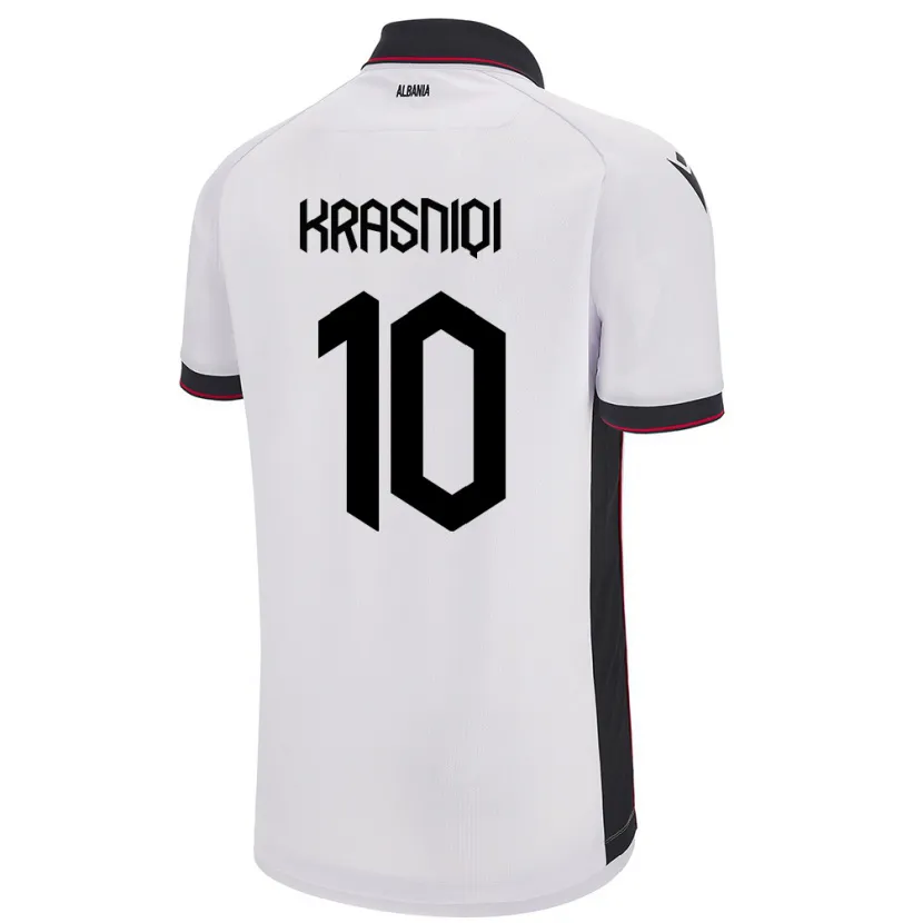 DanxenキッズアルバニアQëndresa Krasniqi#10白アウェイシャツ24-26ジャージーユニフォーム