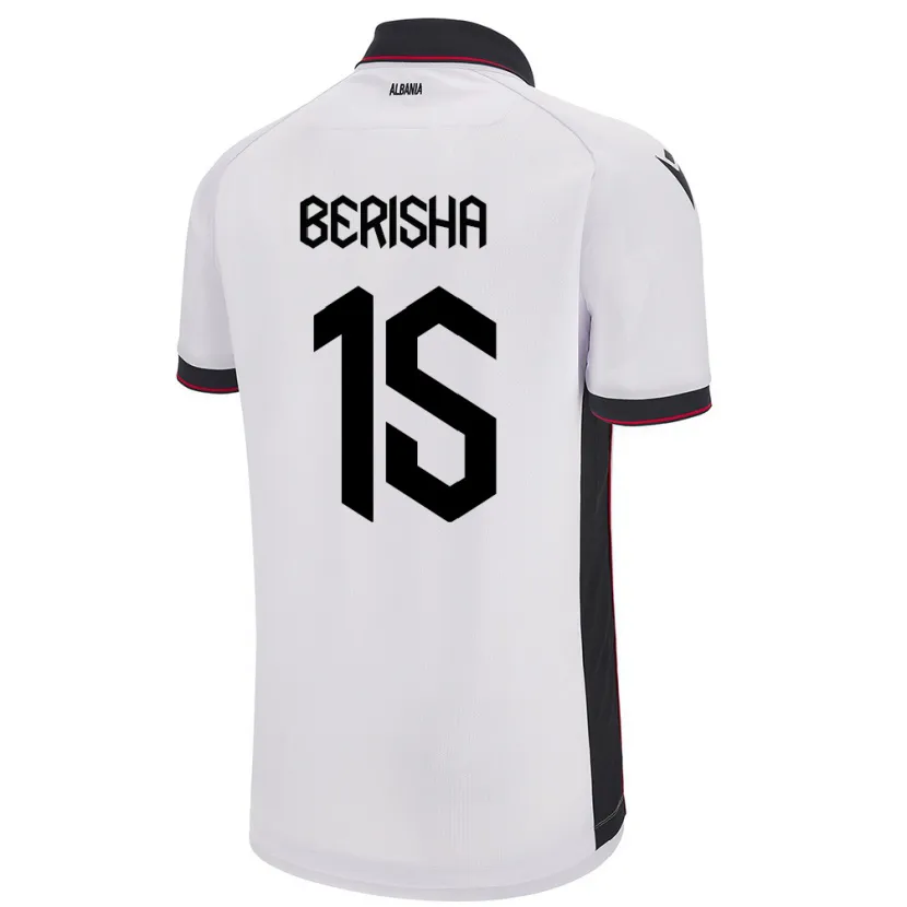 DanxenキッズアルバニアGresa Berisha#15白アウェイシャツ24-26ジャージーユニフォーム