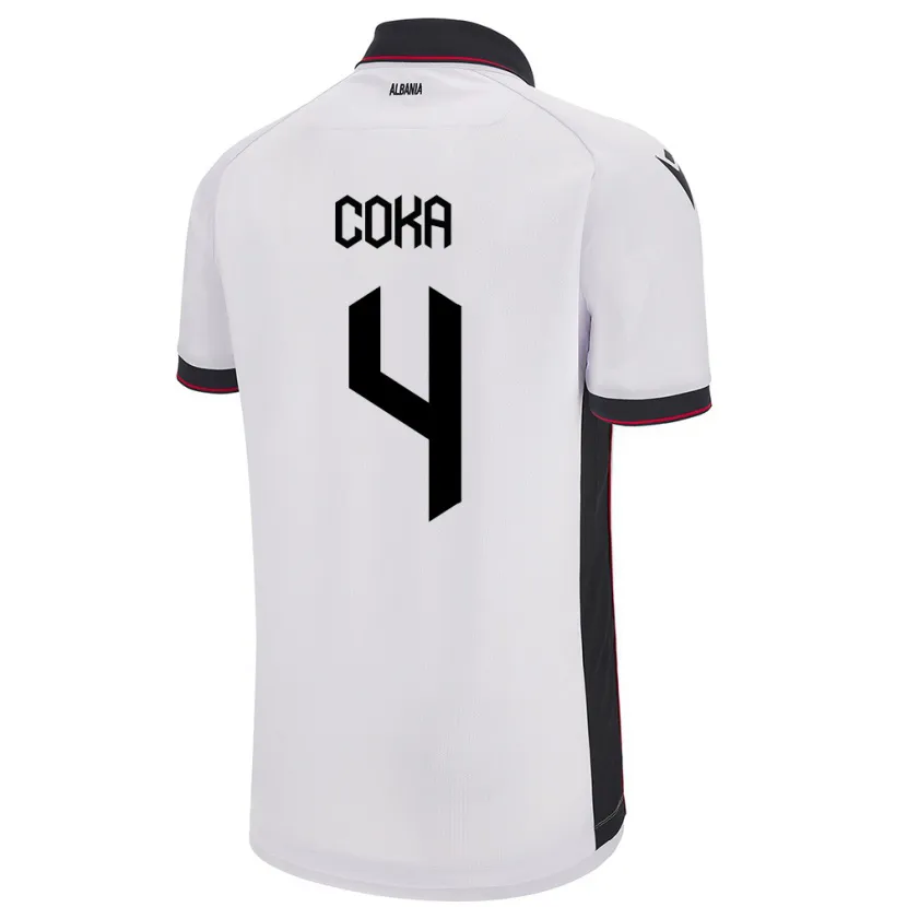 DanxenキッズアルバニアJehona Coka#4白アウェイシャツ24-26ジャージーユニフォーム
