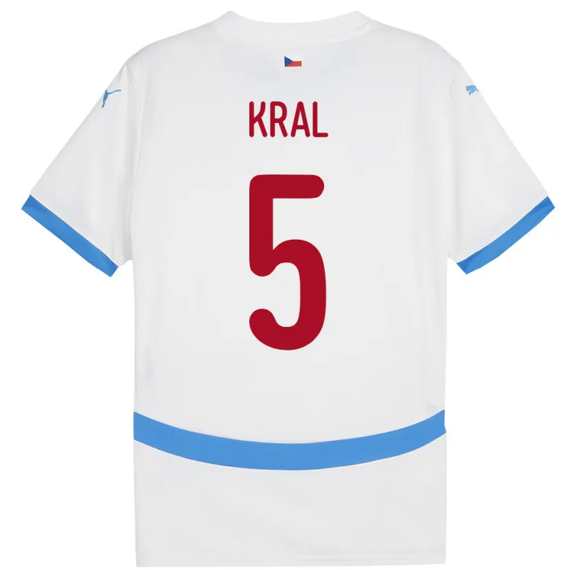 DanxenキッズチェコTomas Kral#5白アウェイシャツ24-26ジャージーユニフォーム