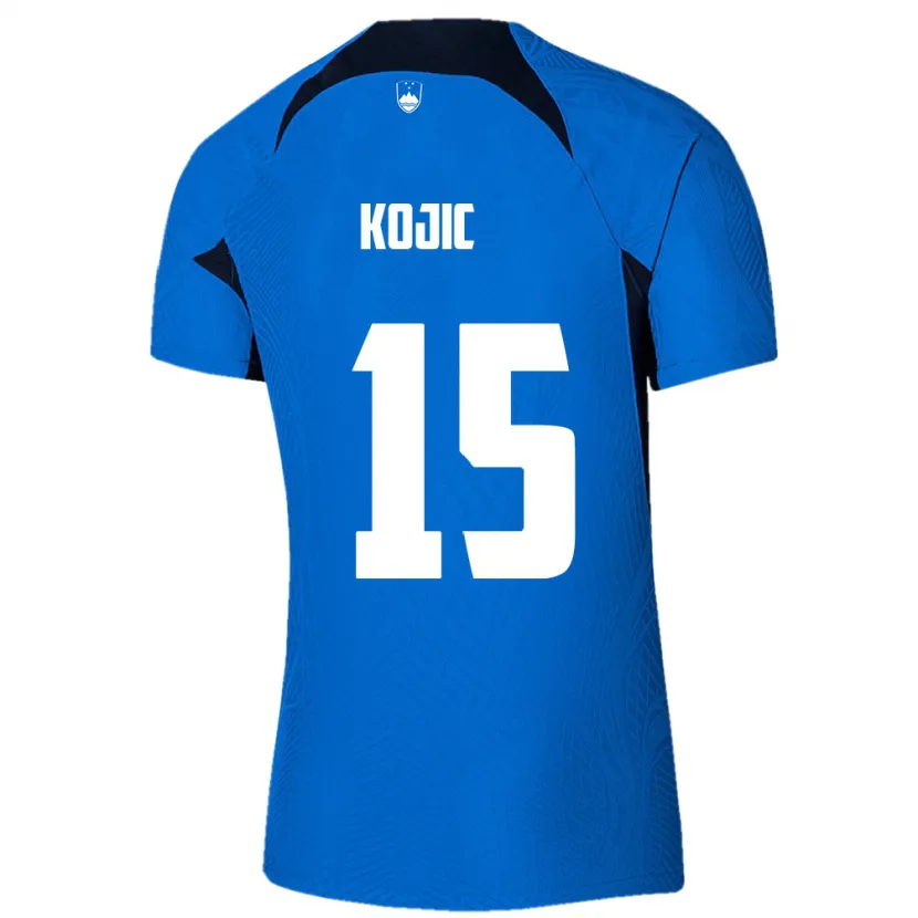 DanxenキッズスロベニアDino Kojic#15青アウェイシャツ24-26ジャージーユニフォーム