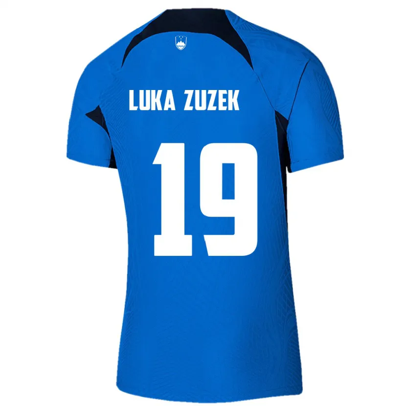 DanxenキッズスロベニアZan Luka Zuzek#19青アウェイシャツ24-26ジャージーユニフォーム