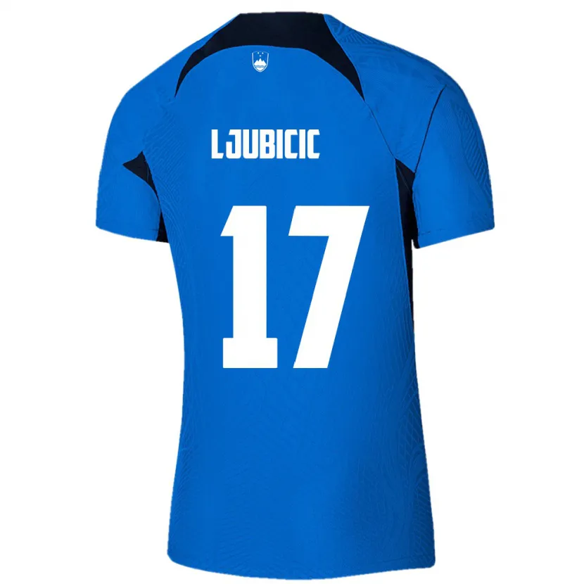 DanxenキッズスロベニアEgon Ljubicic#17青アウェイシャツ24-26ジャージーユニフォーム