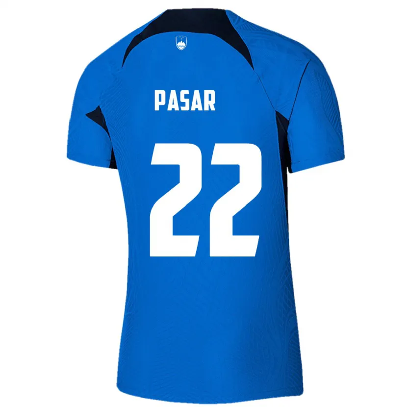 DanxenキッズスロベニアMelania Pasar#22青アウェイシャツ24-26ジャージーユニフォーム
