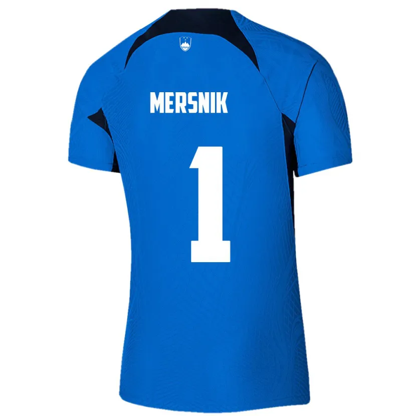 DanxenキッズスロベニアZala Meršnik#1青アウェイシャツ24-26ジャージーユニフォーム