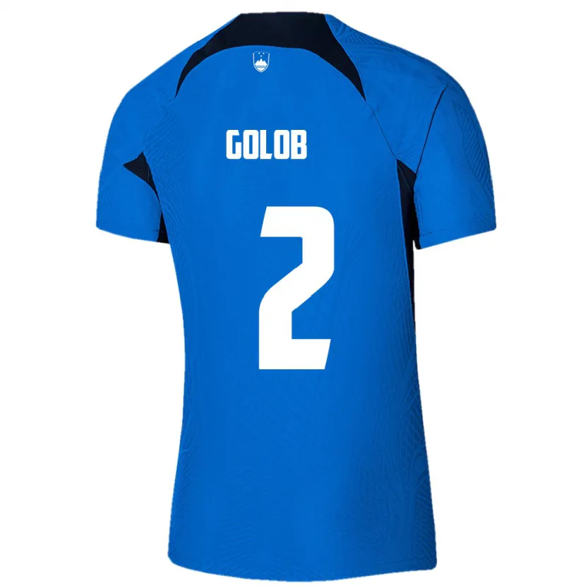 DanxenキッズスロベニアLana Golob#2青アウェイシャツ24-26ジャージーユニフォーム