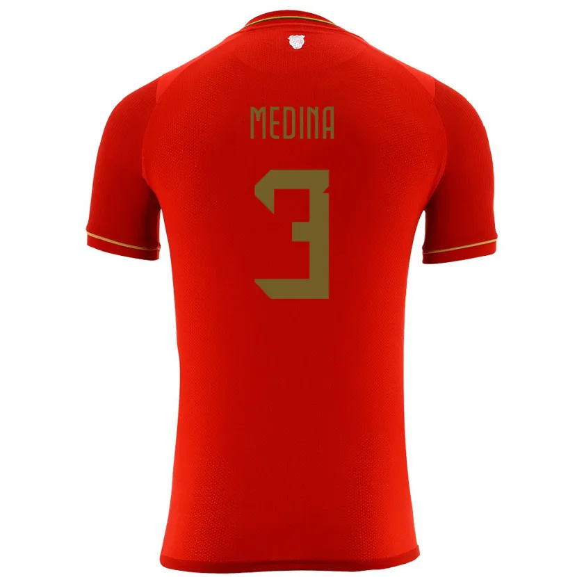 DanxenキッズボリビアDiego Medina#3赤アウェイシャツ24-26ジャージーユニフォーム