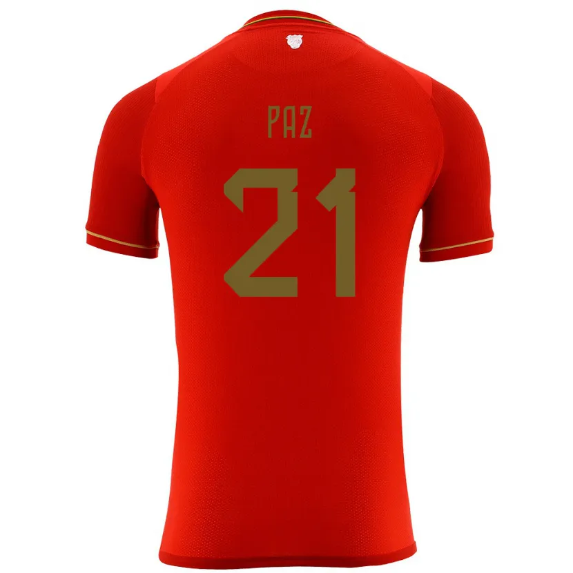 DanxenキッズボリビアLuis Paz#21赤アウェイシャツ24-26ジャージーユニフォーム