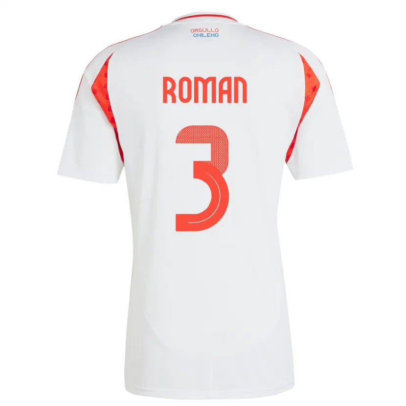 DanxenキッズチリIván Román#3白アウェイシャツ24-26ジャージーユニフォーム