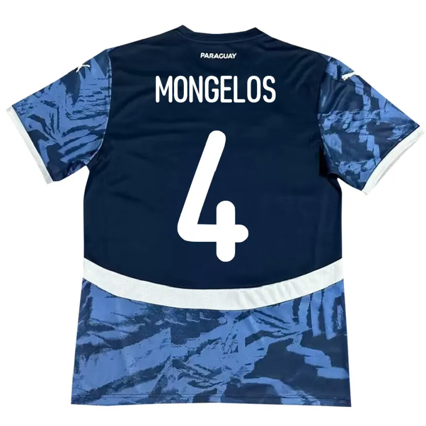 DanxenキッズパラグアイRolando Mongelós#4青アウェイシャツ24-26ジャージーユニフォーム