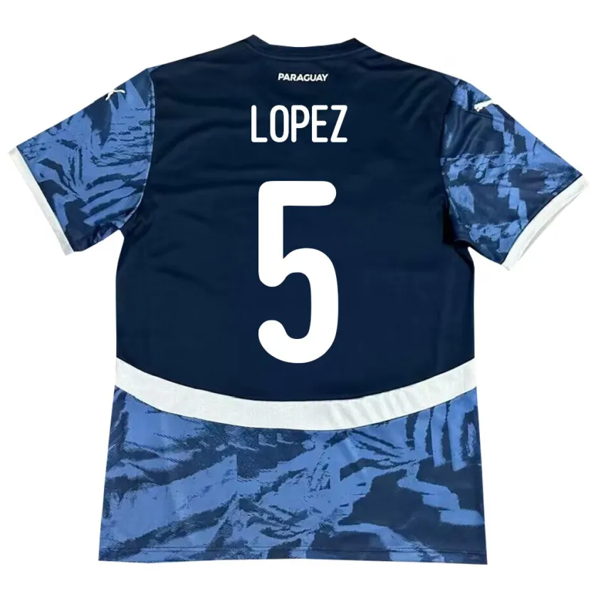 DanxenキッズパラグアイÓscar López#5青アウェイシャツ24-26ジャージーユニフォーム
