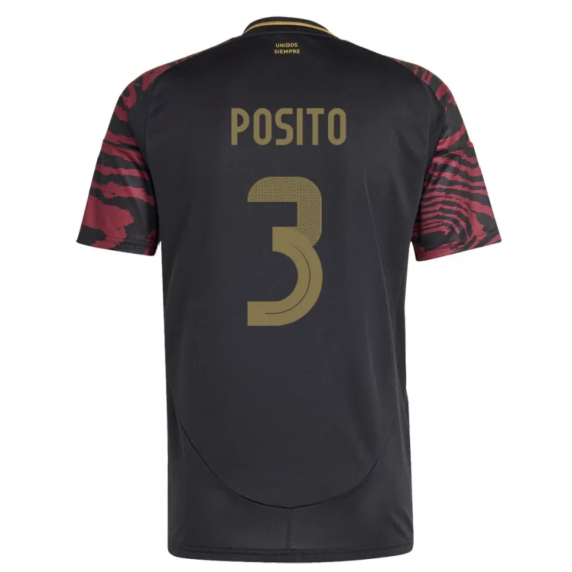 DanxenキッズペルーAlejandro Pósito#3黒アウェイシャツ24-26ジャージーユニフォーム