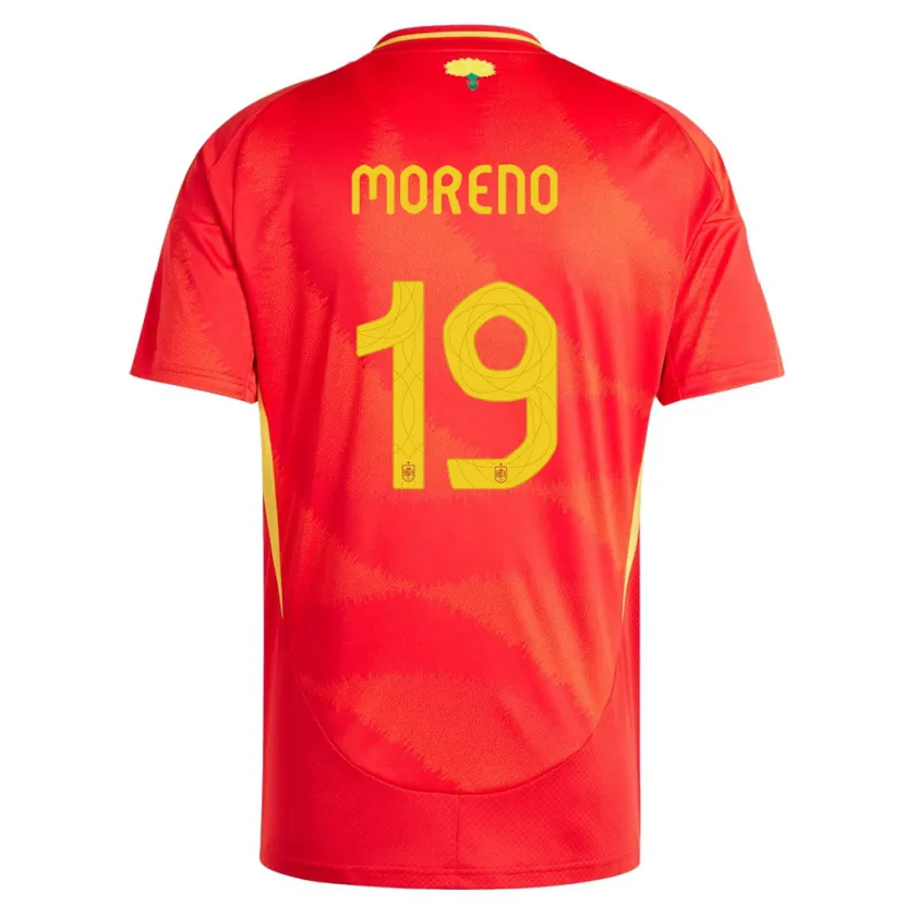 DanxenメンズスペインVictor Moreno#19赤ホームシャツ24-26ジャージーユニフォーム