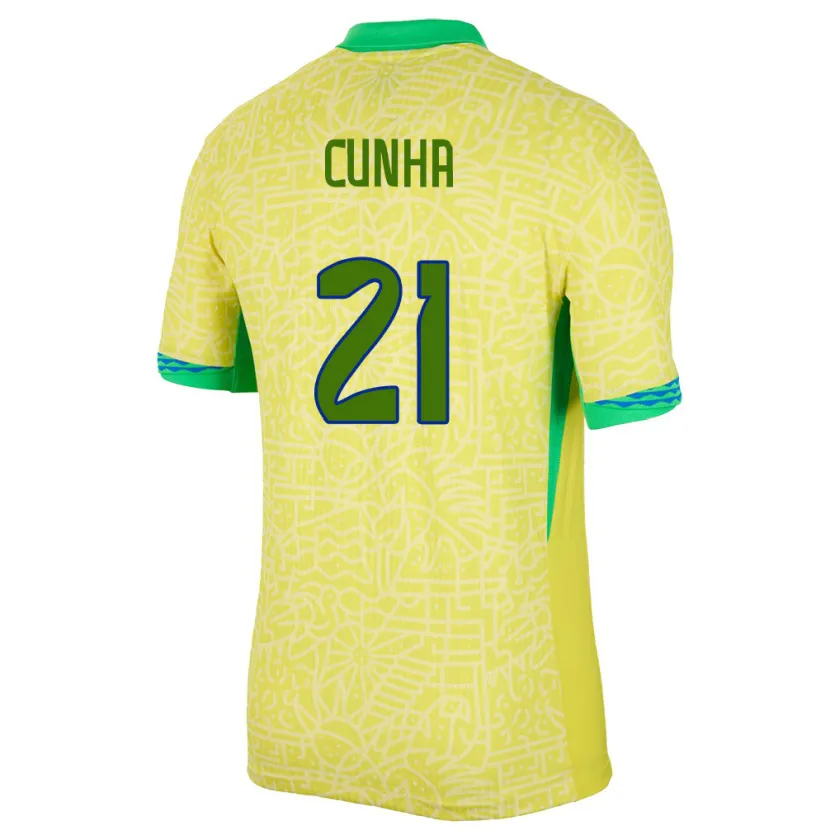 Danxenメンズブラジルマテウス・サントス・カルネイロ・ダ・クーニャは#21黄ホームシャツ24-26ジャージーユニフォーム