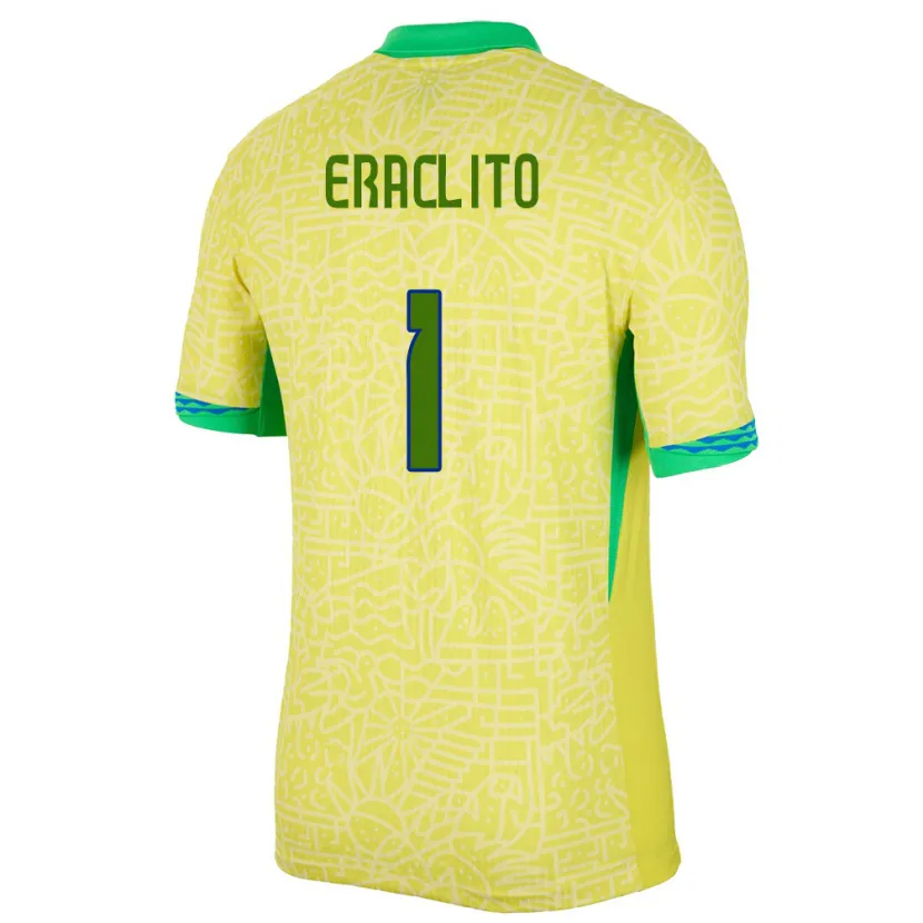 DanxenメンズブラジルMarcelo Eraclito#1黄ホームシャツ24-26ジャージーユニフォーム
