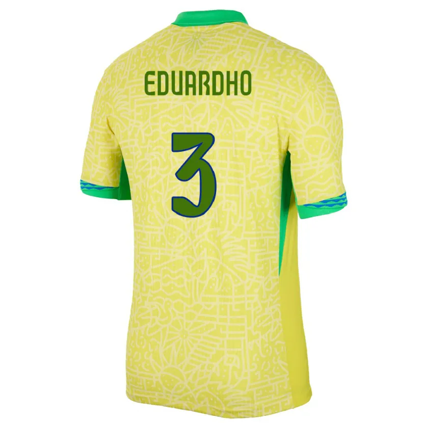 DanxenメンズブラジルEduardho#3黄ホームシャツ24-26ジャージーユニフォーム
