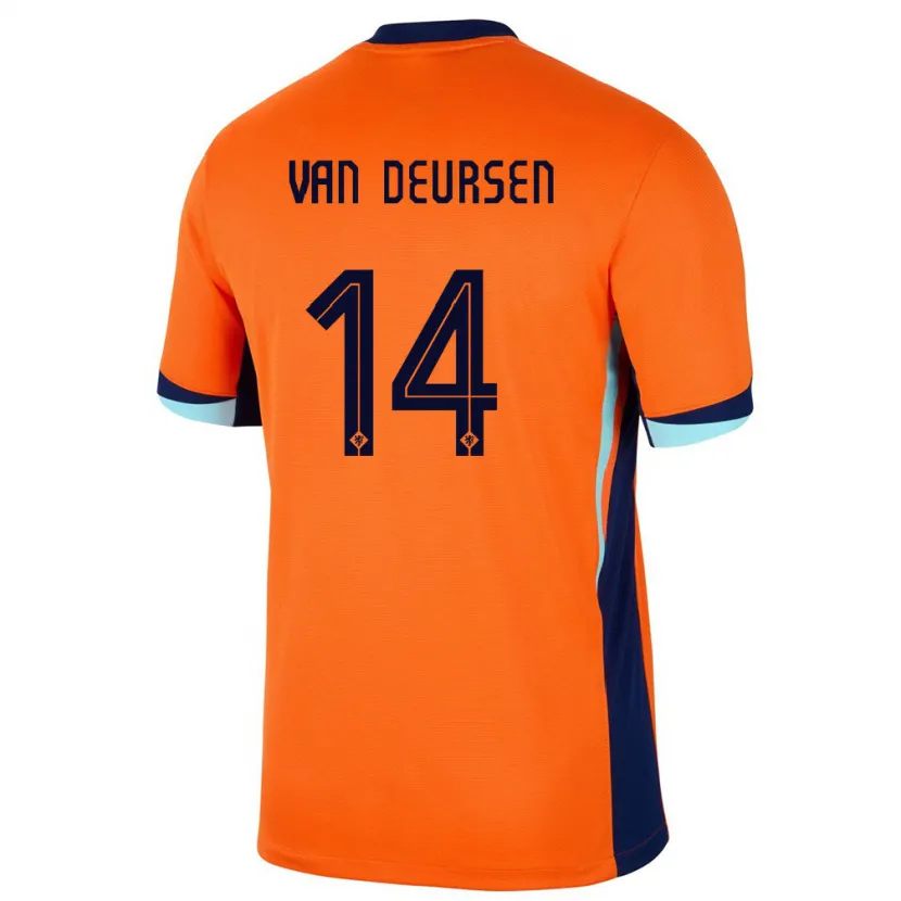DanxenメンズオランダEva Van Deursen#14オレンジホームシャツ24-26ジャージーユニフォーム