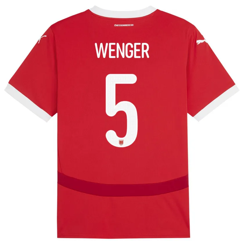 DanxenメンズオーストリアClaudia Wenger#5赤ホームシャツ24-26ジャージーユニフォーム
