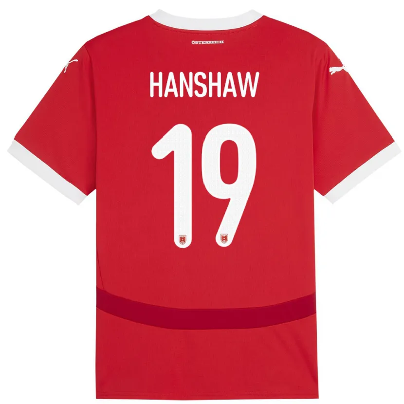 DanxenメンズオーストリアVerena Hanshaw#19赤ホームシャツ24-26ジャージーユニフォーム