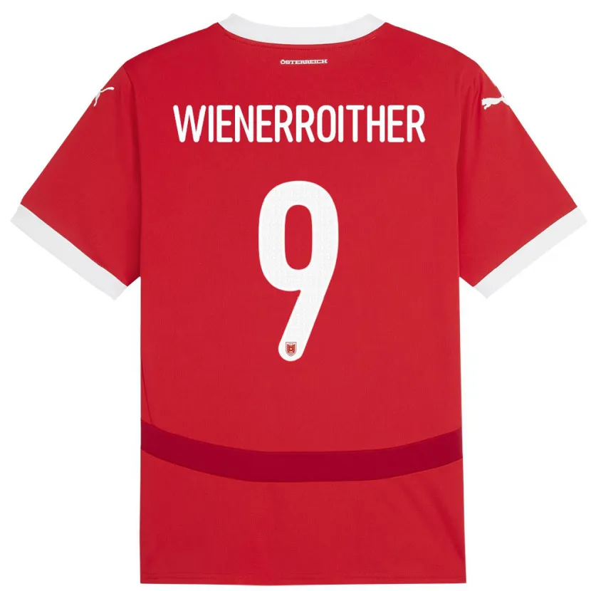 DanxenメンズオーストリアKatja Wienerroither#9赤ホームシャツ24-26ジャージーユニフォーム