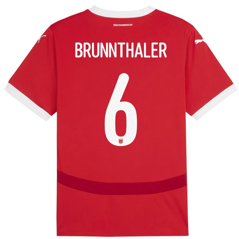 DanxenメンズオーストリアMelanie Brunnthaler#6赤ホームシャツ24-26ジャージーユニフォーム