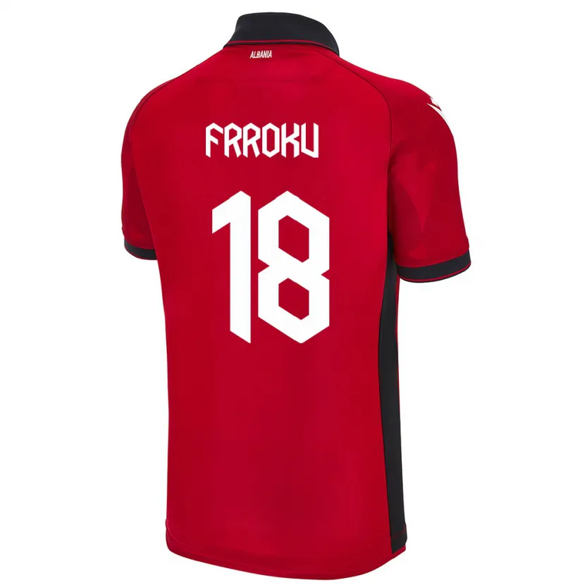 DanxenメンズアルバニアLeandro Frroku#18赤ホームシャツ24-26ジャージーユニフォーム