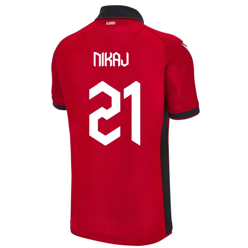 DanxenメンズアルバニアArdit Nikaj#21赤ホームシャツ24-26ジャージーユニフォーム