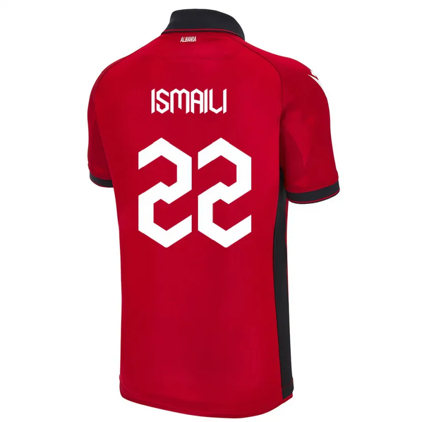 DanxenメンズアルバニアYsni Ismaili#22赤ホームシャツ24-26ジャージーユニフォーム