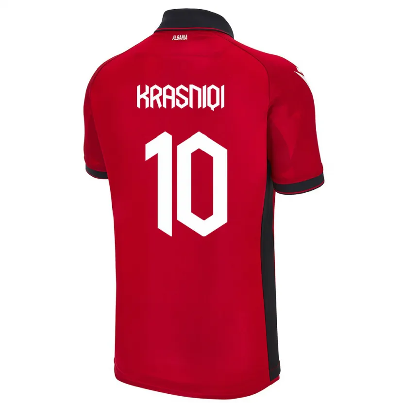 DanxenメンズアルバニアQëndresa Krasniqi#10赤ホームシャツ24-26ジャージーユニフォーム