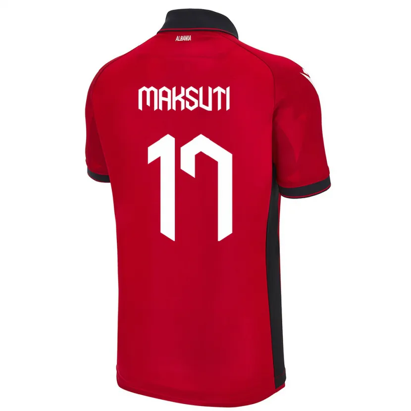 DanxenメンズアルバニアKristina Maksuti#17赤ホームシャツ24-26ジャージーユニフォーム