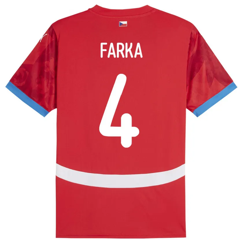 DanxenメンズチェコDominik Farka#4赤ホームシャツ24-26ジャージーユニフォーム