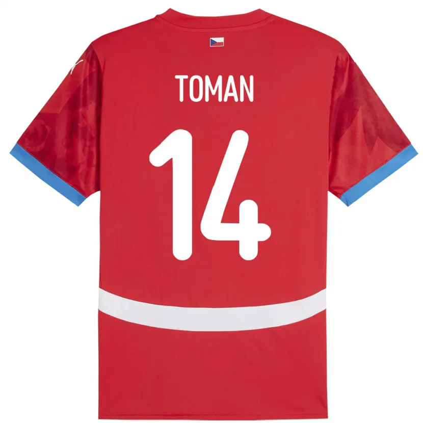 DanxenメンズチェコZdenek Toman#14赤ホームシャツ24-26ジャージーユニフォーム