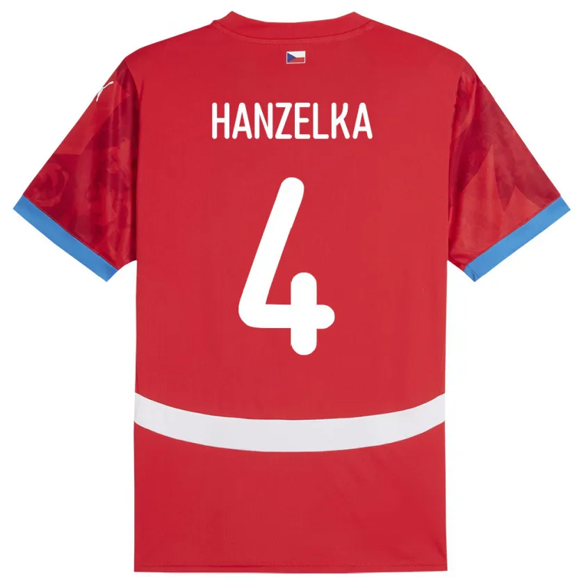 DanxenメンズチェコDenis Hanzelka#4赤ホームシャツ24-26ジャージーユニフォーム