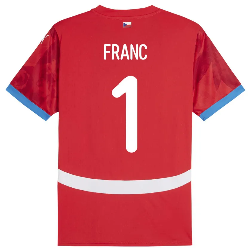 DanxenメンズチェコLukas Franc#1赤ホームシャツ24-26ジャージーユニフォーム