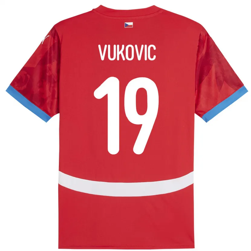 DanxenメンズチェコKristian Vukovic#19赤ホームシャツ24-26ジャージーユニフォーム