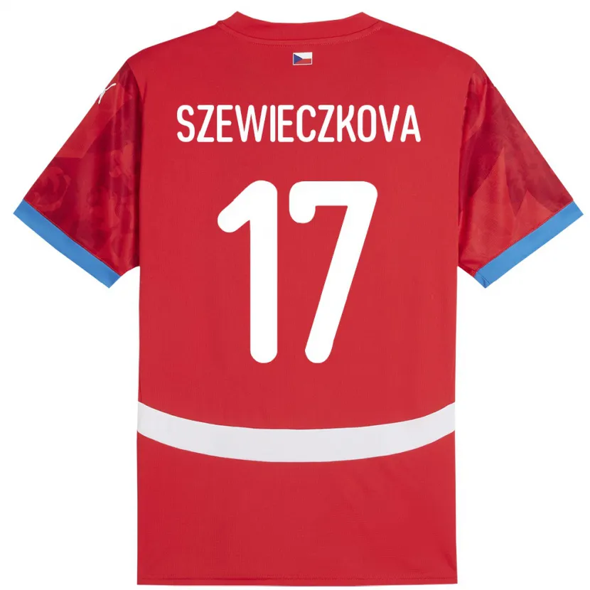 DanxenメンズチェコTereza Szewieczková#17赤ホームシャツ24-26ジャージーユニフォーム