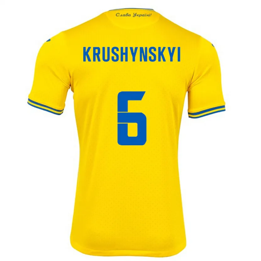 DanxenメンズウクライナBorys Krushynskyi#6黄ホームシャツ24-26ジャージーユニフォーム