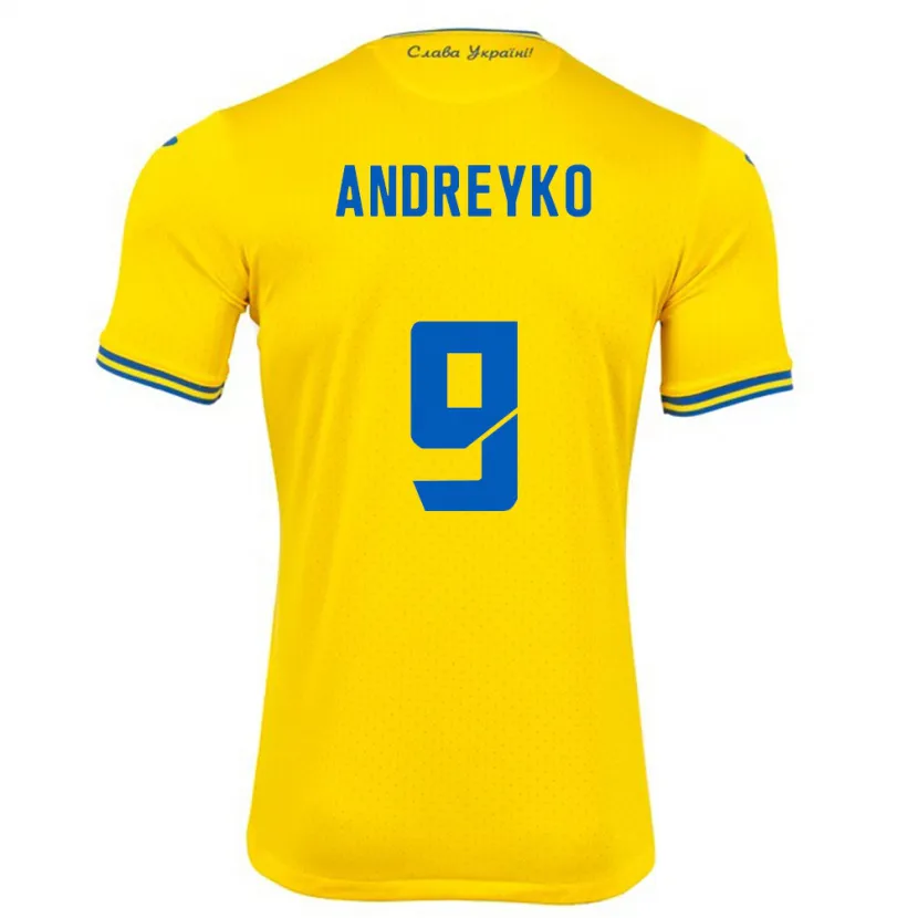 DanxenメンズウクライナIvan Andreyko#9黄ホームシャツ24-26ジャージーユニフォーム
