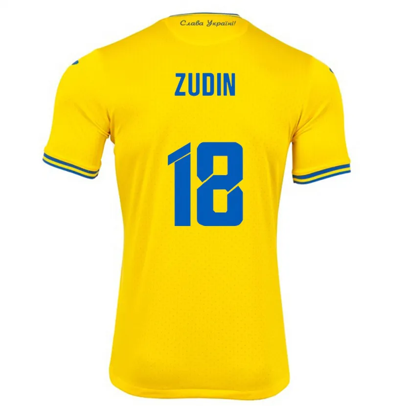 DanxenメンズウクライナDmytro Zudin#18黄ホームシャツ24-26ジャージーユニフォーム
