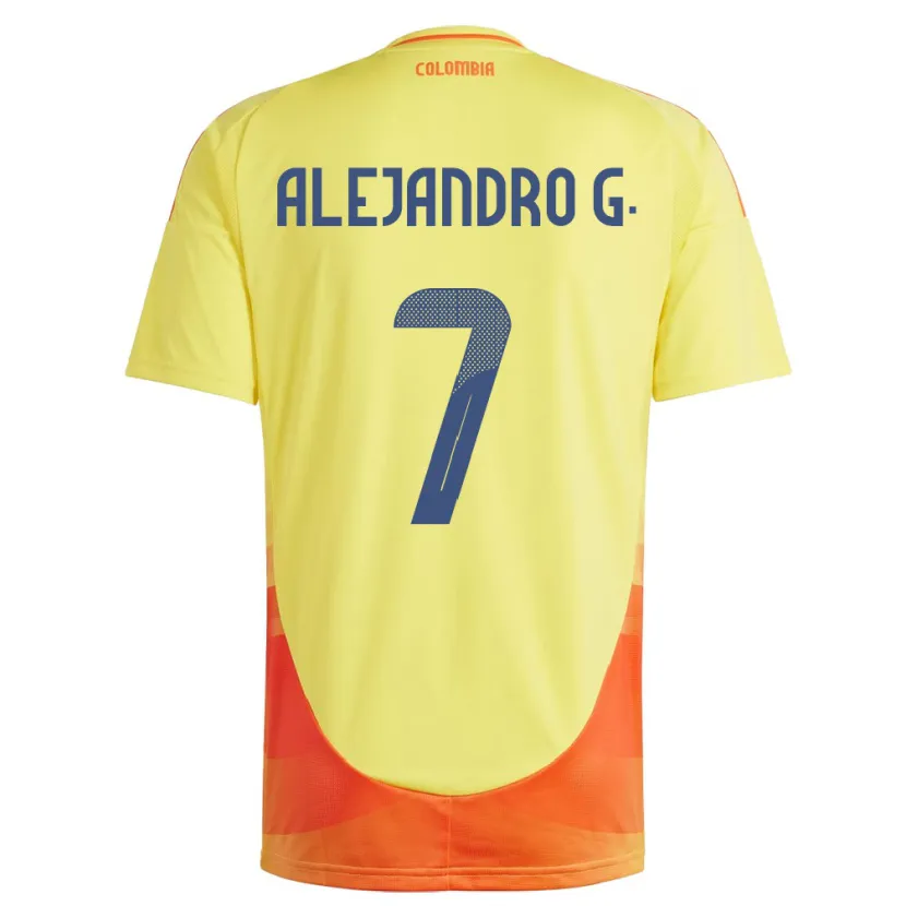 DanxenメンズコロンビアAlejandro García#7黄ホームシャツ24-26ジャージーユニフォーム